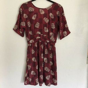 Target Xhilaration XS Red Day of the Dead Sugar Skulls A-Line Dress Pockets
